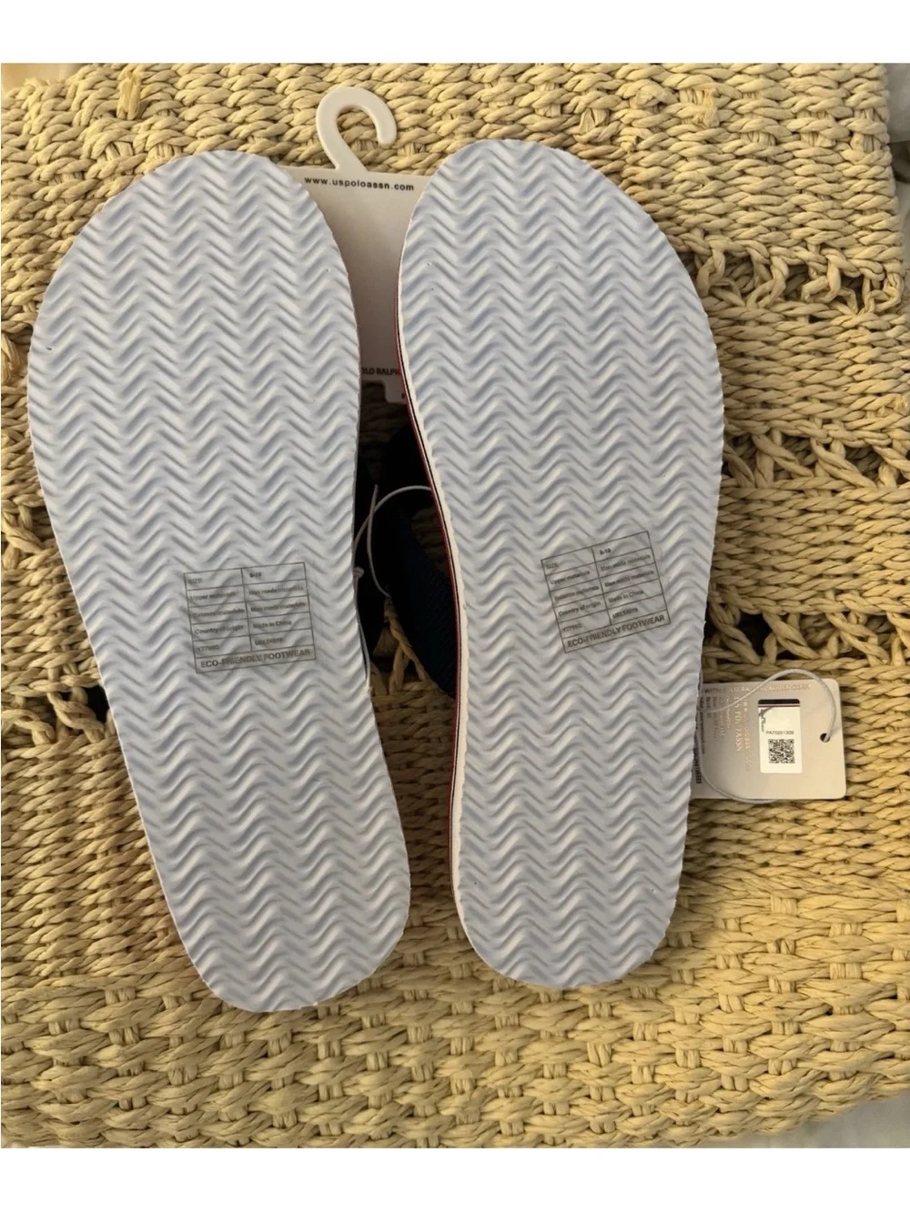 U.S. Polo Assn. Red Stripe Flip Flops Man’s Sz 9-10